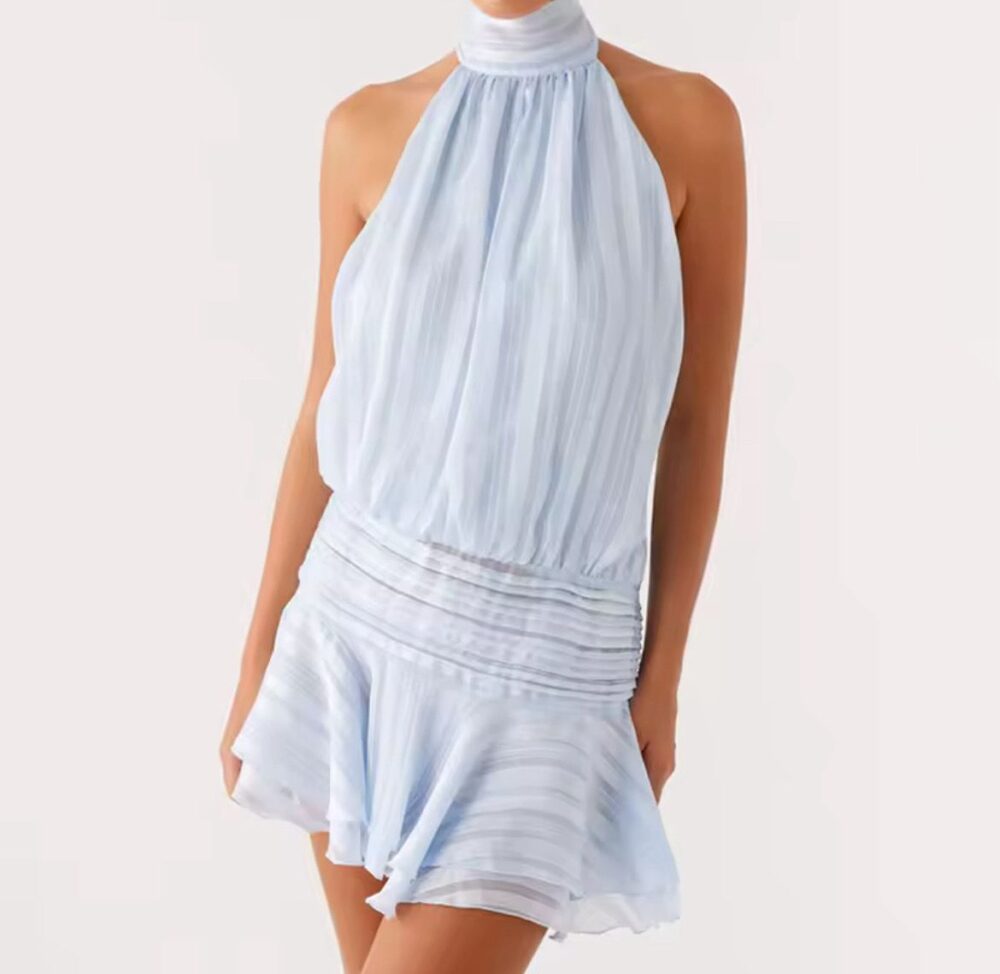 Vestido Halter Celeste- Fresh & Chic