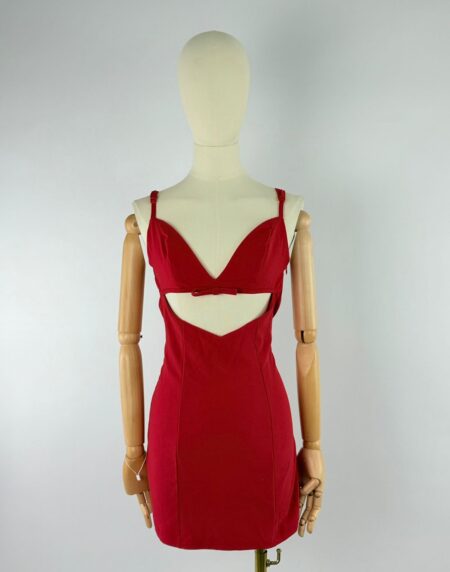 Vestido Rojo Mini Con Cut Out Y Tirantes Adjustables