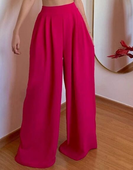 Pantalon flojo tiro alto rosa