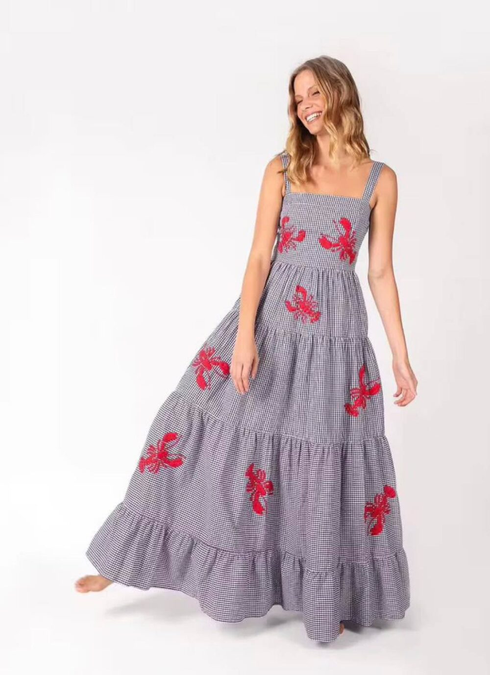 vestido largo con cangrejos