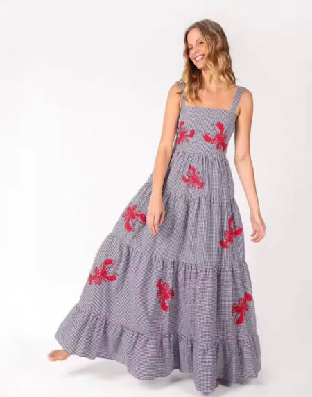vestido largo con cangrejos