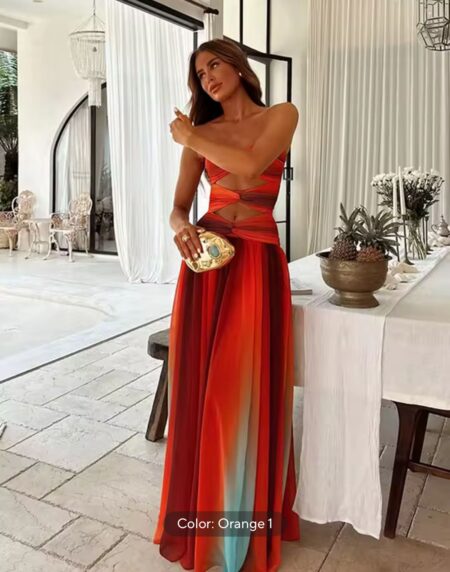 VESTIDO LARGO ELEGANTE MULTICOLOR