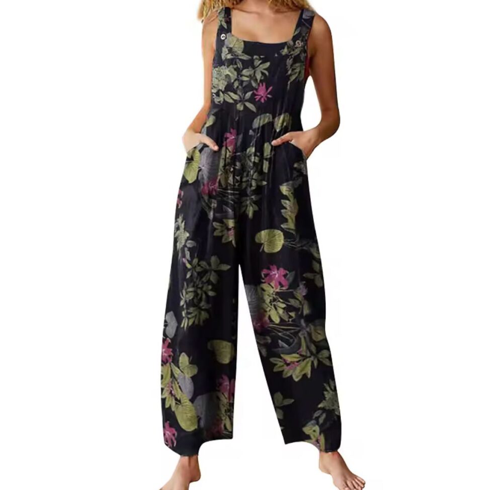 JUMPSUIT NEGRO CON ESTAMPADO FLORAL