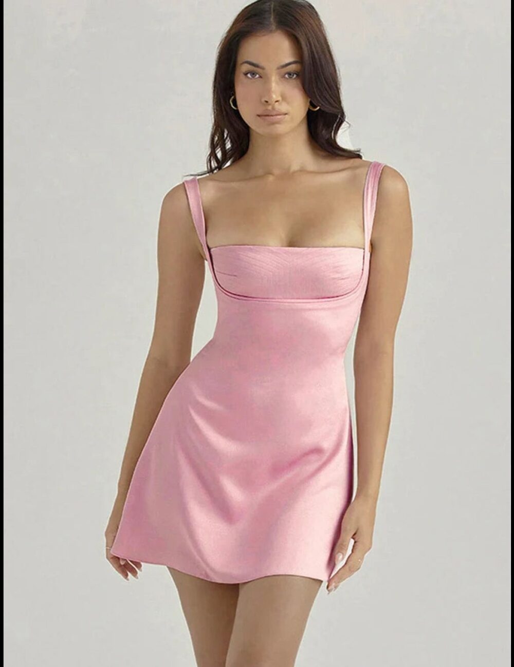 VESTIDO CORTO ROSA SATIN